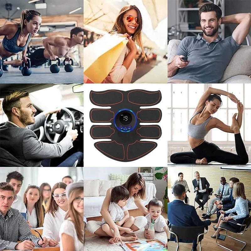 Abdominal Muscle Massager EMS Fitness ABS Arm Training Patches Muscle Exercise Instrument Body Slimming Machine USB Charging Home Men Women