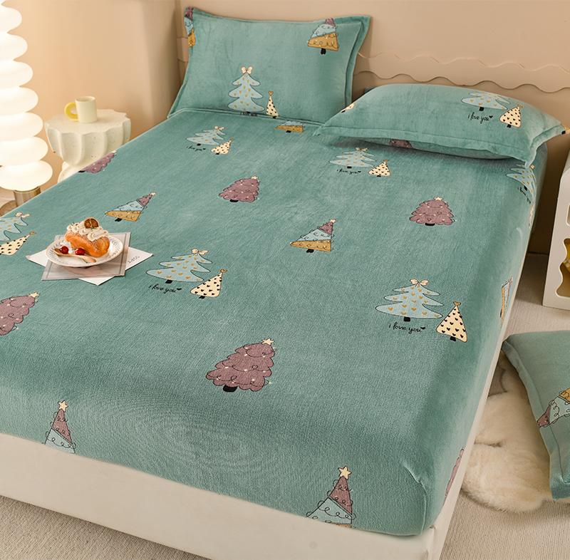 Velvet Fitted Sheet Warm Mattress Cover Simple Style Bed Covers Sabanas Para Cama Home Elastic Bedsheets(No Pillowcase)