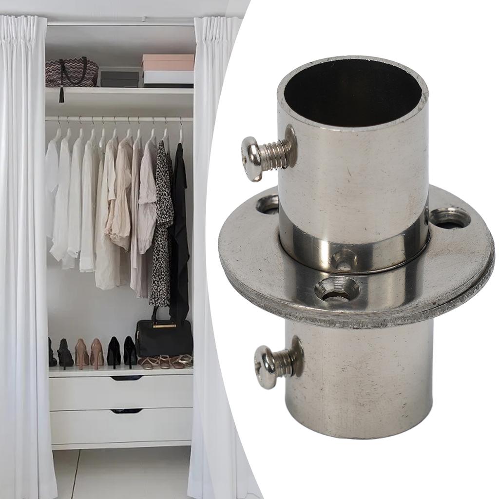 End Support Pole Steel Wardrobe Bracket Flange Rail Rod Pole Pc Socket End Support Stainless Steel Practical To Use