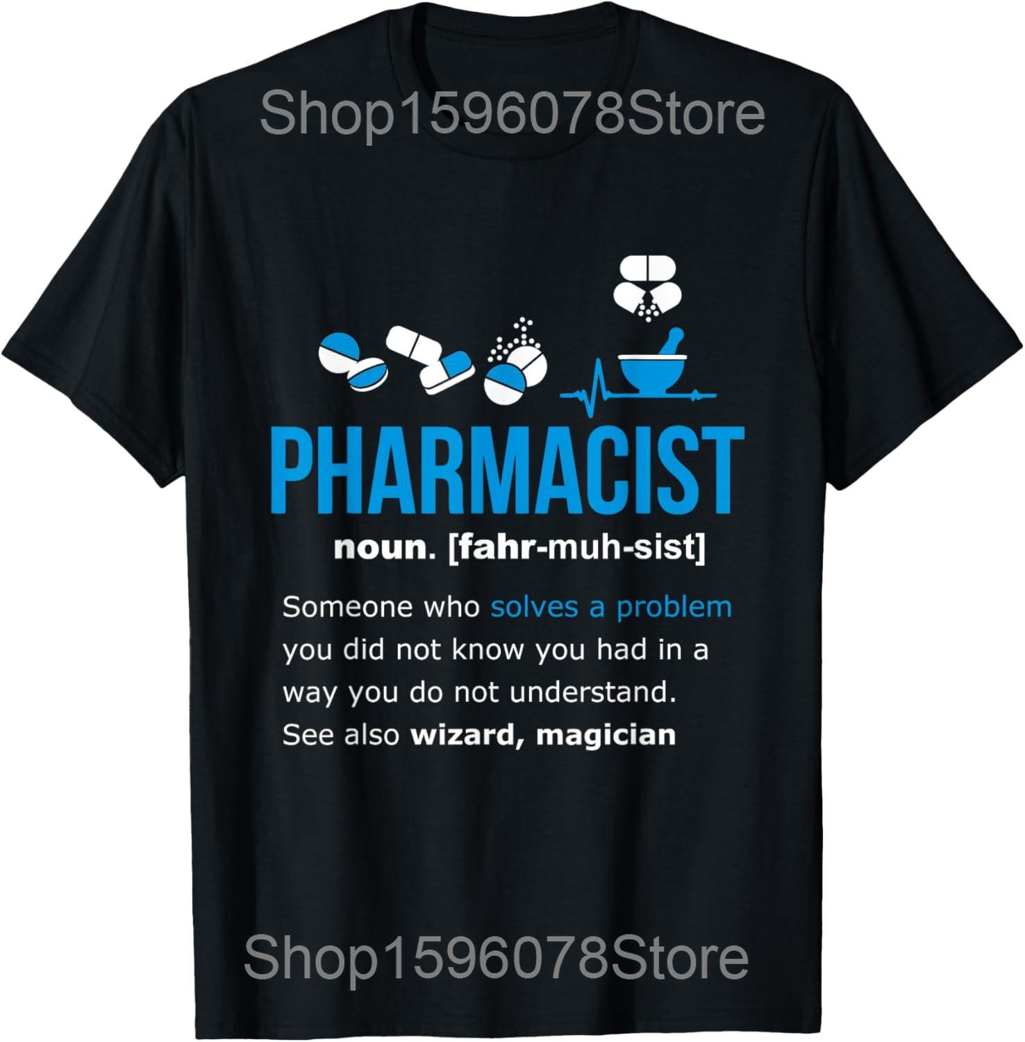 

Pharmacy Art Pharmacy Tech Pharmacist T Shirts Men Cotton Humor Streetwear Tee Shirt Short Sleeve Unisex Loose Clothing 4XL
