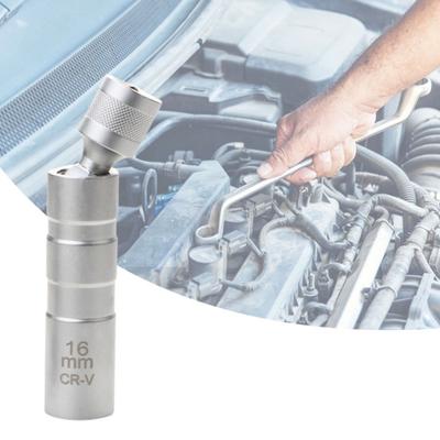 Spark Plug Socket Wrench Ultra-thin Labor-saving Good Hardness 12-Point 14mm/16mm Magnetic Spark Plug Removal Tool Swivel Extension for Car