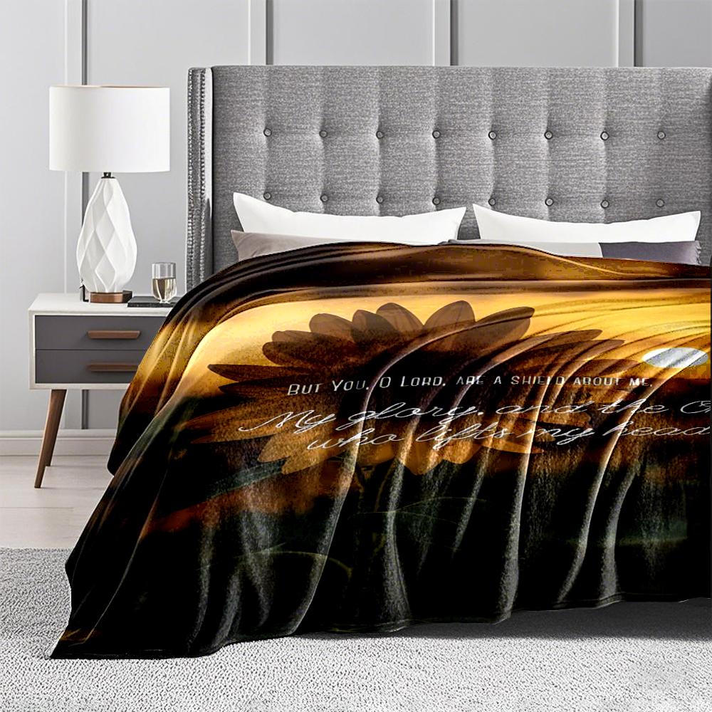 Sunflower with Inspirational QuoteFlannel Blanket for Bedroom, Living Room, Sofa, and Nap