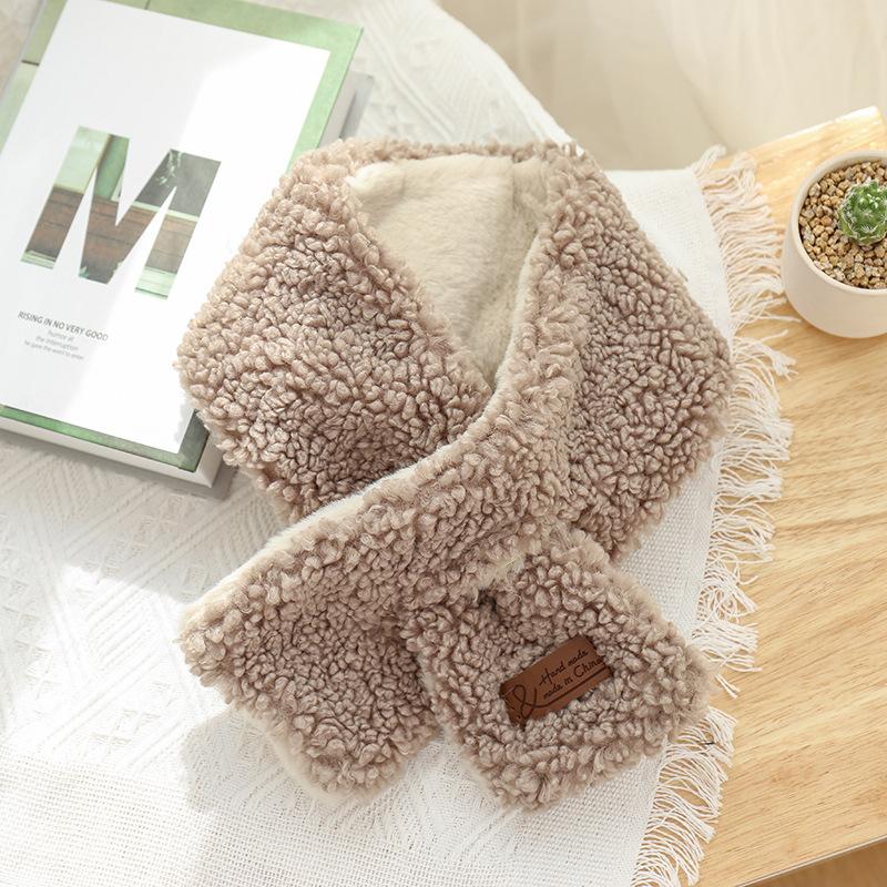 Autumn and winter imitation Rex rabbit hair cross scarf women's fashion versatile double-sided warm lamb wool scarf neck cover