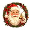 Festive Garland Decorations Christmas Wreath Window Stickers, Retro Santa Claus PVC Decals, Waterproof Decorative Indoor Outdoor Holiday Sign