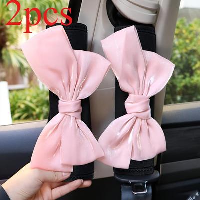 2pcs Pearlescent Ribbon Bow Women's Safety Belt Cover, Shiny and Cute Safety Belt Shoulder Pad, Shoulder Protector for Auto Cars Accessories