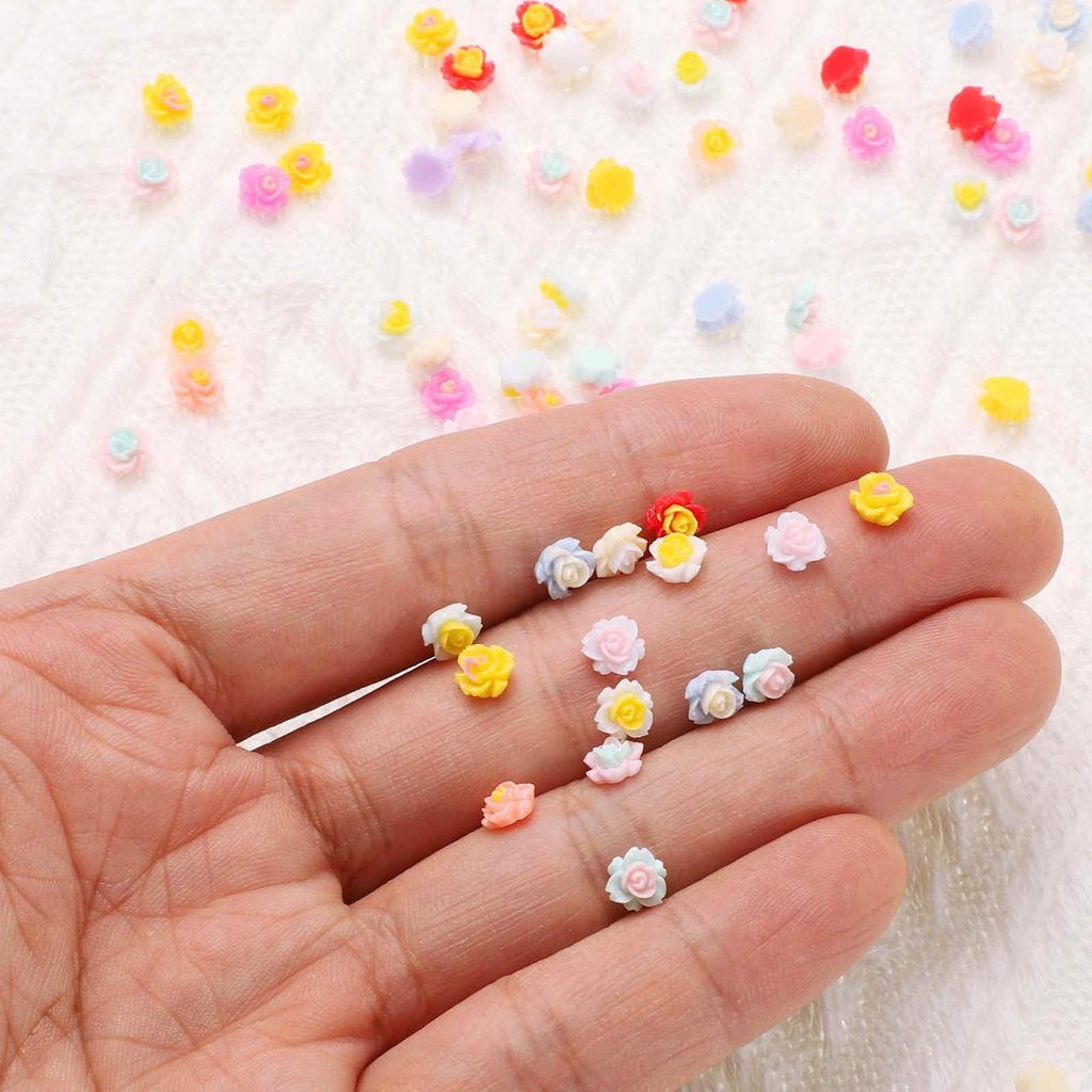 CoCud Mini Harzblumen, 0,22" Durchmesser, Miniatur-Rosen-Dekorationen für Puppenhäuser, Mehrfarbig (Verwendet: Nagelkunst, Feengarten, Bastelarbeiten,
