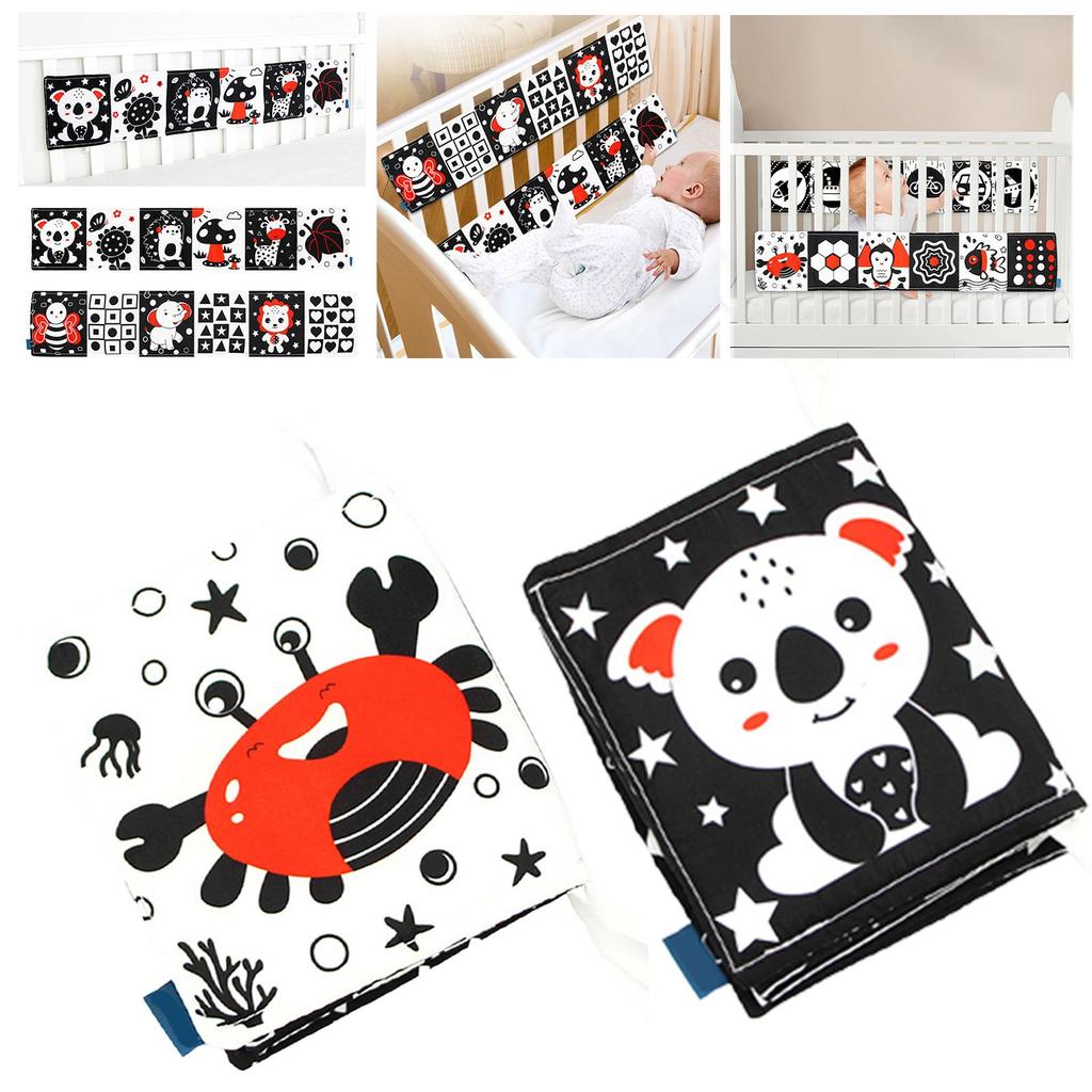 High Contrast Baby Cloth Book,Early Education Toys,Crib Toys,Sensory Toys,Infant Cloth Book for Toddlers