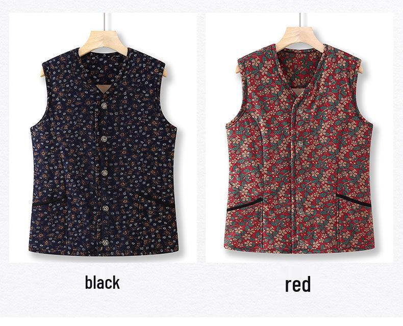 Women's Plus Size Camel Down Vest – Fleece-Lined, Elastic Fit for Middle-Aged and Elderly