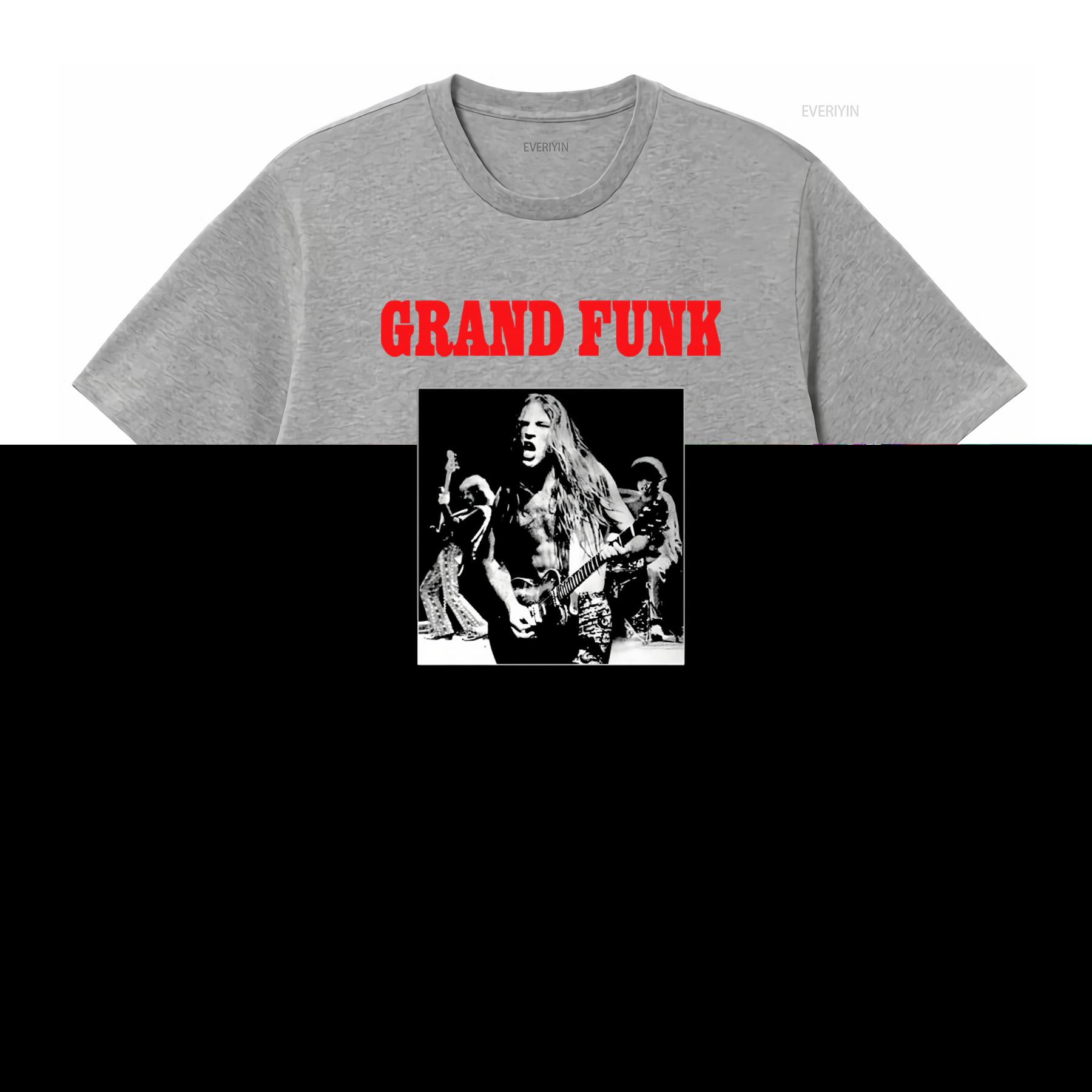 Винтажная футболка с изображением группы Grand Funk Railroad для фанатов Черная винтажная Стильная уличная одежда Растянутая Повседневная Слегка S