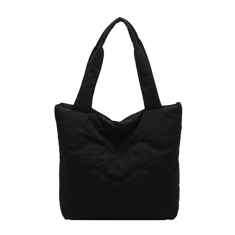 

2026 Winter New Simple Casual Tote Oxford Solid Color Hasp Large Capacity Bags Daily Commute Versatile Durable Shoulder Bags чорний