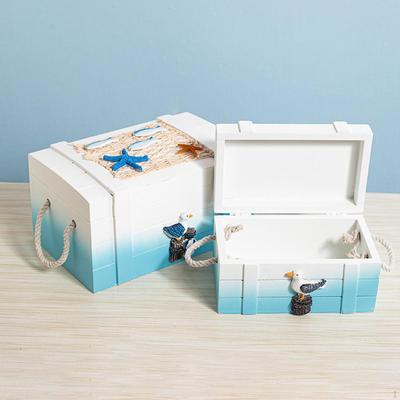 2 Pieces Mediterranean Wooden Storage Box Sundries Organizer for Photography Desktop Decoration