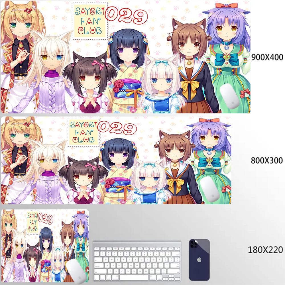 Large Nekopara Escritorio Mouse Pad Non-Slip Rubber Laptop Cushion Gabinete Gamer Mousepad Pc Kawaii Cute Anime Girls Deskmat
