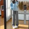 Knitted Fleece Wide-leg Pants Gray Glutinous Rice Pants Women's Pants Drape High Waist Mopping Trousers Slim Straight Casual Pants