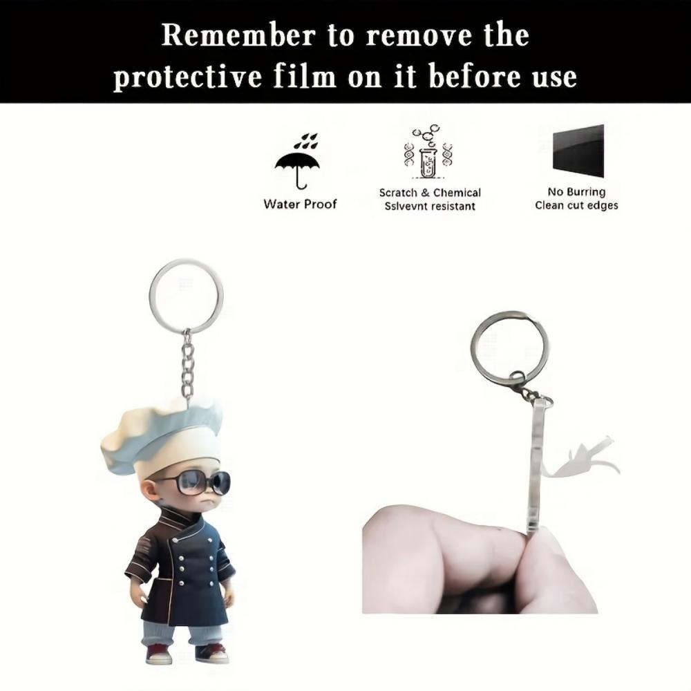 2D Acrylic Chef Flat Theme Keychain Ornaments Christmas, Thanksgiving, Christmas, Birthday Gifts Car Keys Backpack Decorative Pendants