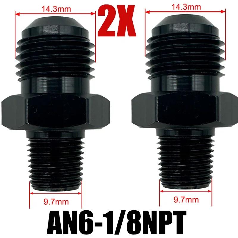 2X Flare Male AN4 AN6 AN8 AN10 AN12 To 1/4NPT 1/8NPT 3/8NPT 3/4 NPT Thread Straight Fittings Fuel Oil Cooler Hose Pipe Adapter