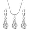 Diamond and Pearl Geometric Flower Jewelry Set - Necklace and Earrings for Women