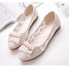 Hochwertige weiche Leder Frühling und Sommer flacher Mund runden Kopf Casual Schuhe koreanischen All-Match Lace Hohl Pumps Frauen