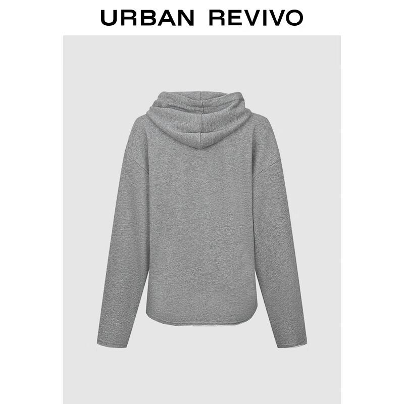UR Women s Irregular Rolled Hem Hooded Drawstring Coat M