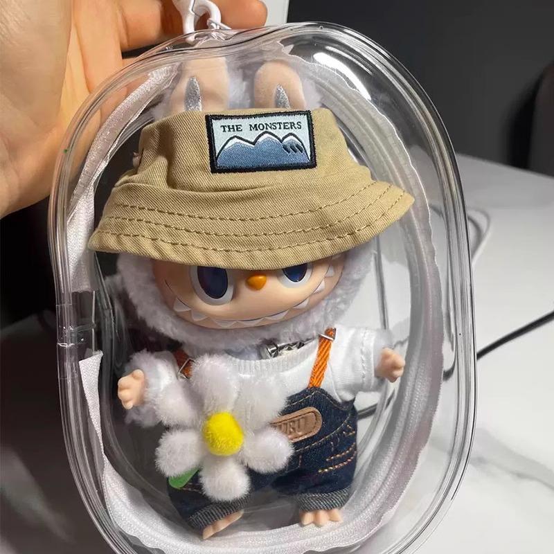 Labubu High-Transparent PVC Anime Doll Dustproof Hanging Bag Transparent PVC Walking Bag for Blind Box Display & Storage