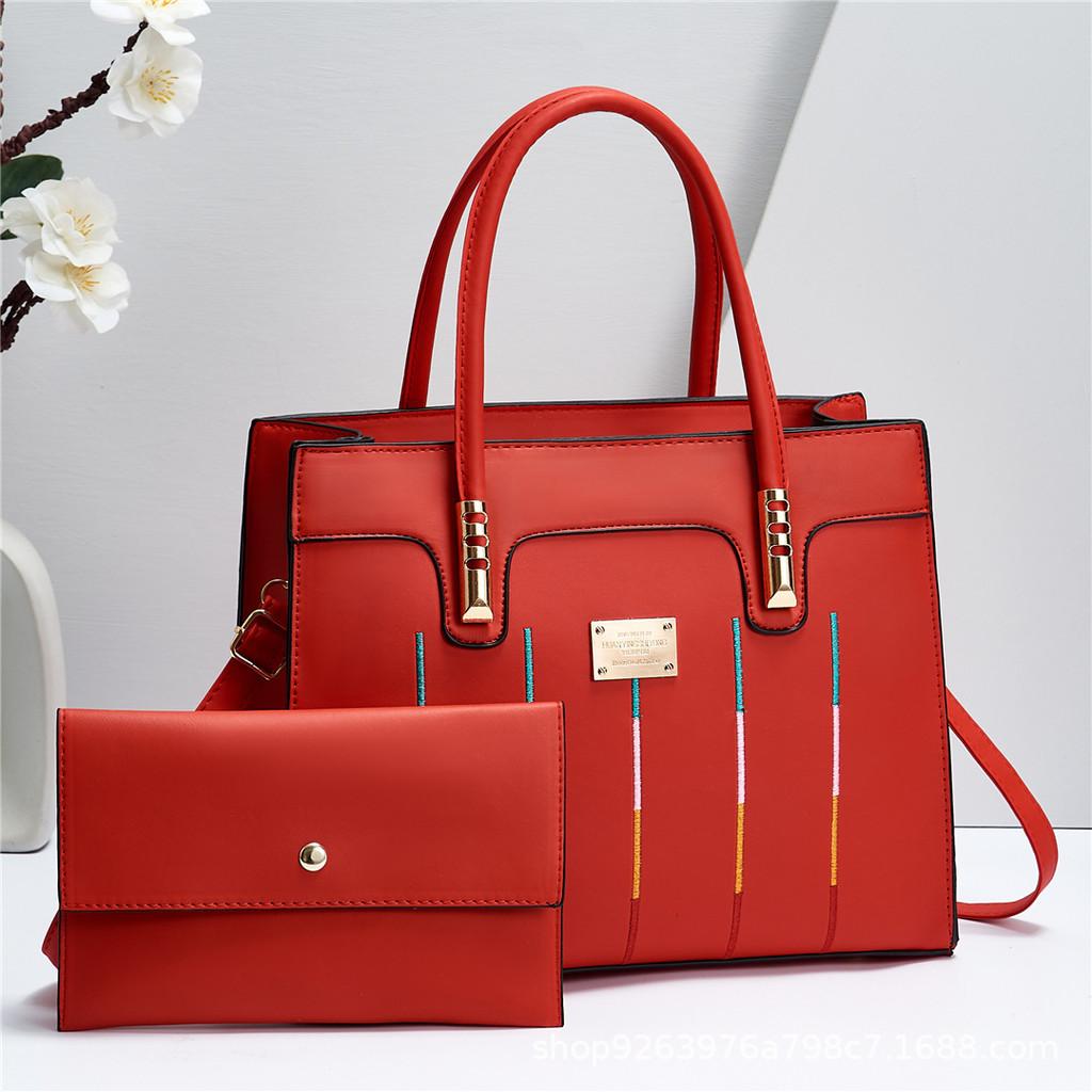 Stylish Colorblock Letter Handbag For Women With Soft Handles And Medium Size