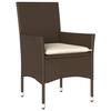 VidaXL Ensemble à manger de jardin et coussins 5pcs marron rotin verre 3278550