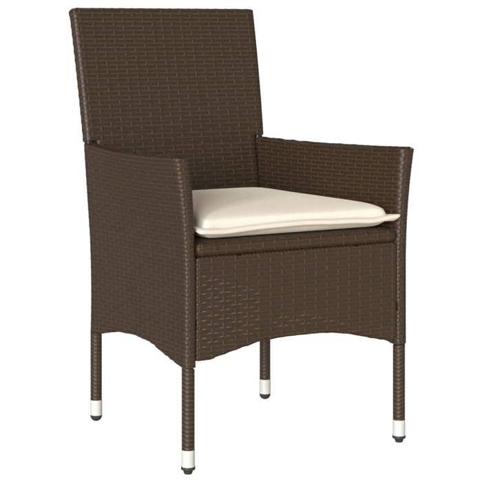 VidaXL Ensemble à manger de jardin et coussins 5pcs marron rotin verre 3278550