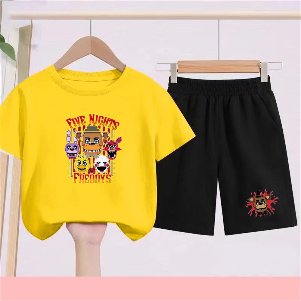 Summer boy Girls Casual T Shirt Sets cartoon Printed Kids Fashion Outfits Teen Children's O Neck Short Sleeve Tops Shorts 2pcs