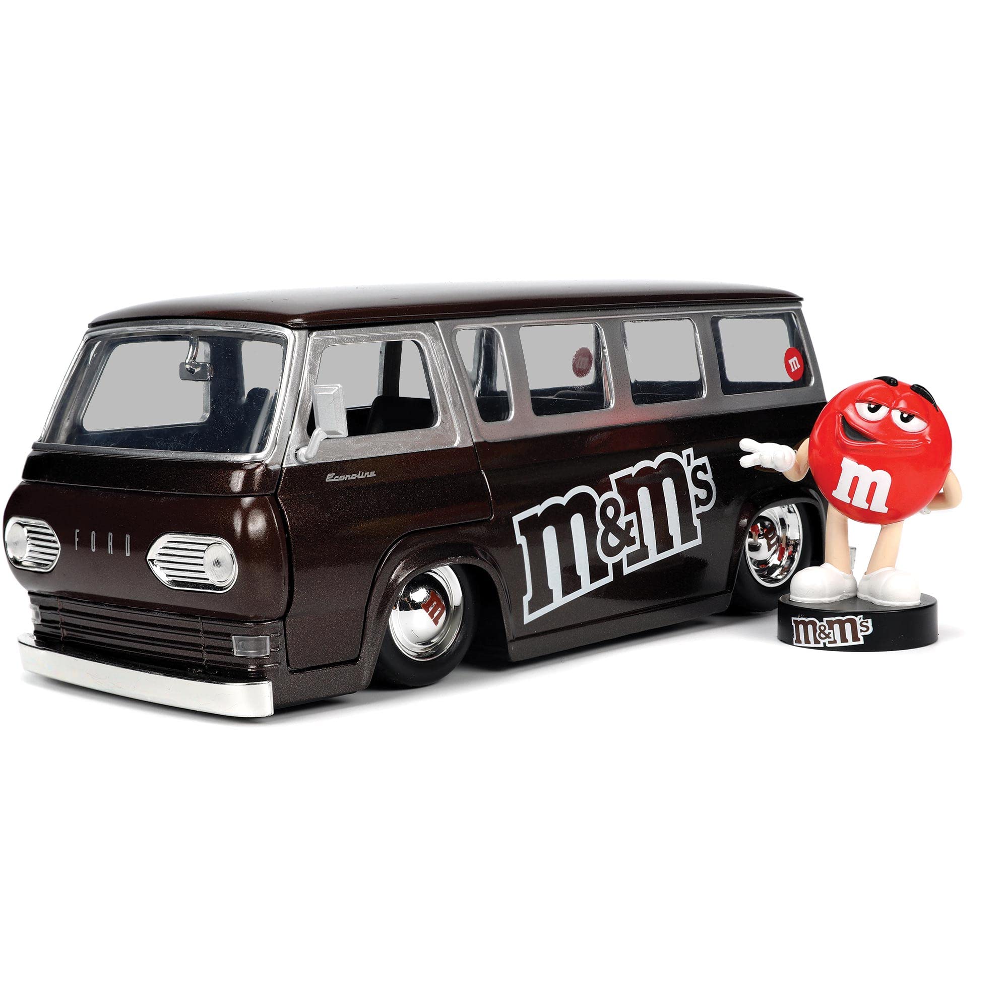 

Jada Toys 1965 FORD ECONOLINE ФИГУРКА Мини-машина 124 M&M S с красными M&M s [Товар] коричневый