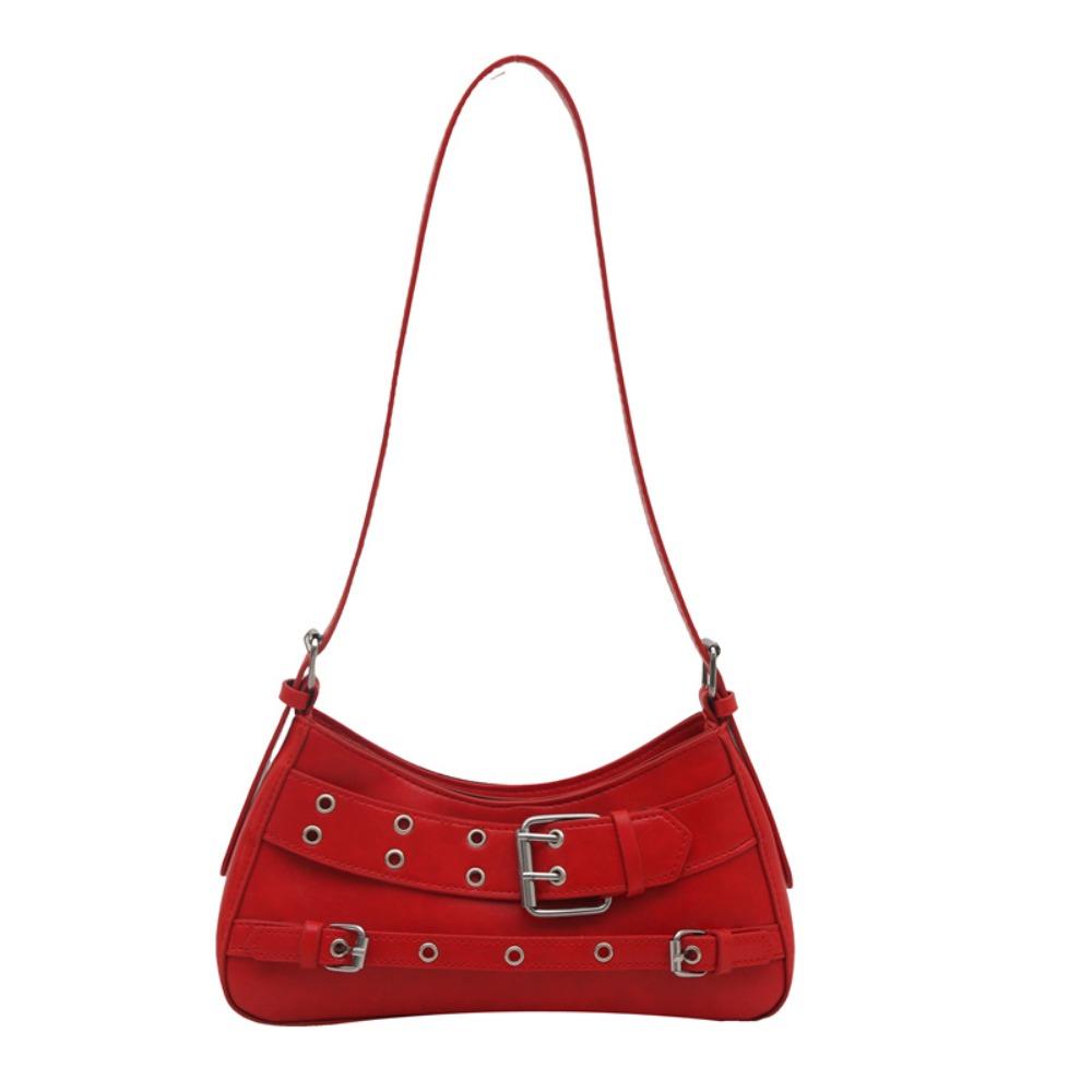 

Korean Style Y2k Underarm Bag Elegant Spicy Girls Handbag Fashion Belt Buckle Shoulder Bag Outdoor червоний