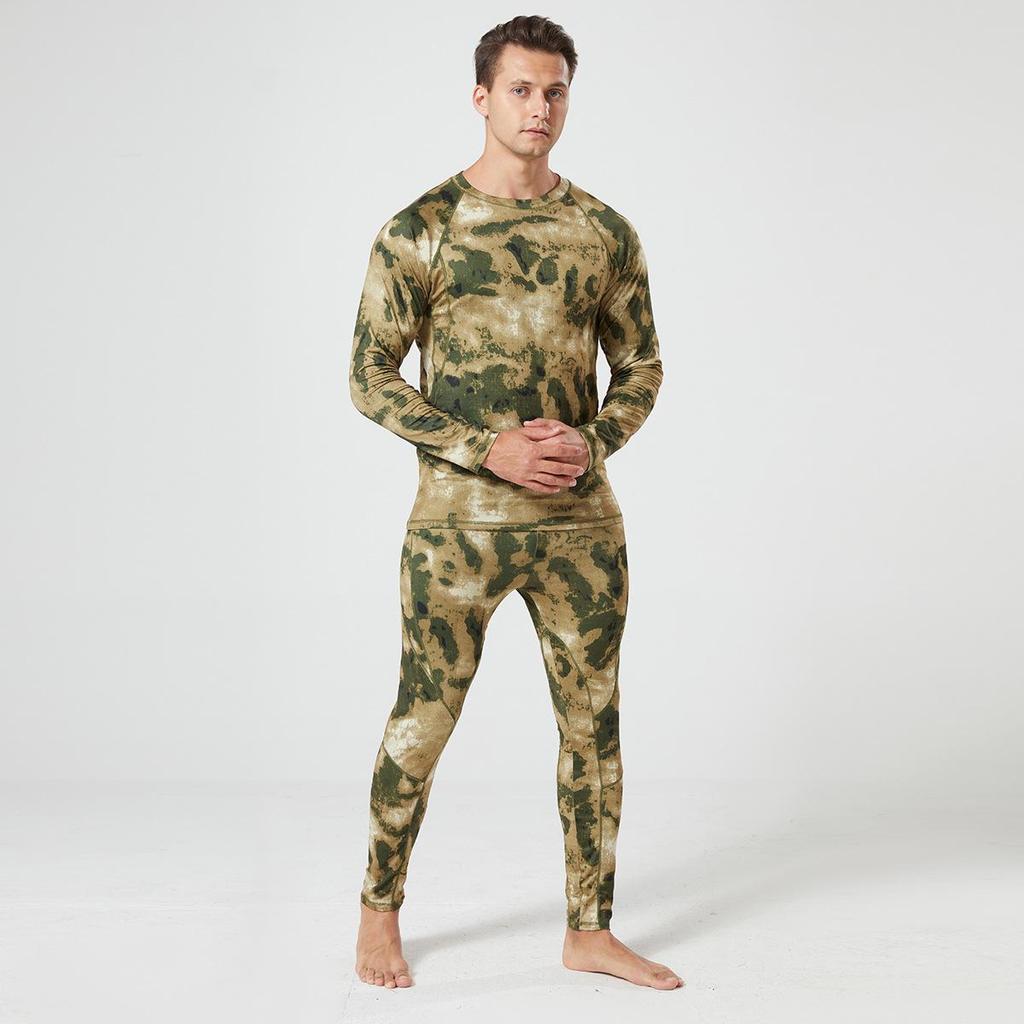 Men's Outdoor Tactical Camouflage Fleece Cycling Underwear Set
