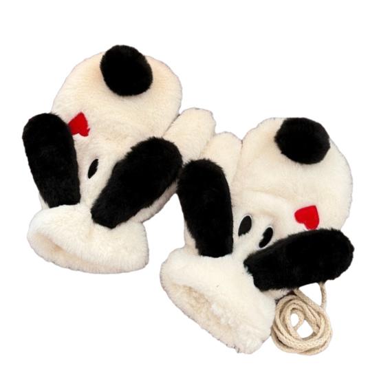 

Милые плюшевые варежки-митенки с собачками для женщин и мужчин, перчатки с собачками с большими ушами, теплые пушистые варежки с животными для зимы, для улицы, для повседневных дел C