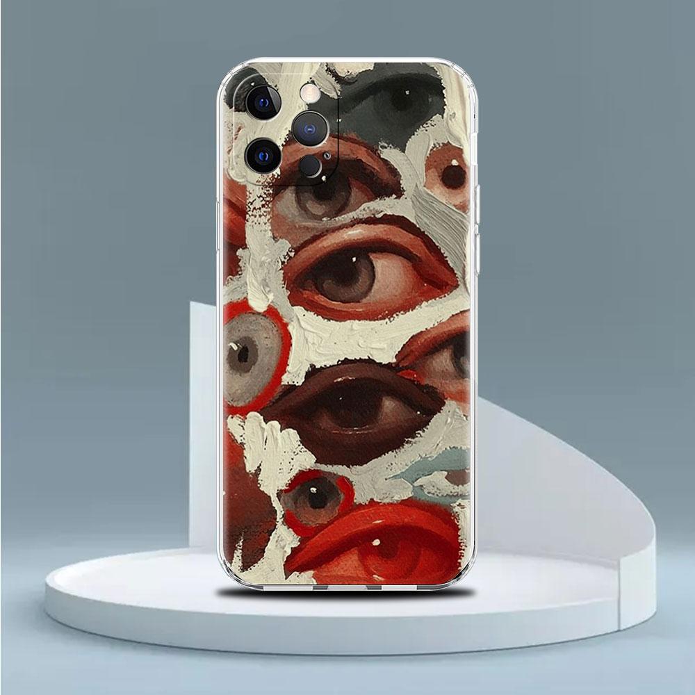 Scary Face Eyes Smiley Clear Case For Apple iPhone 13 11 14 12 Pro 7 8 Plus XR X XS Max 6 6S 13Pro Silicone Phone Cover