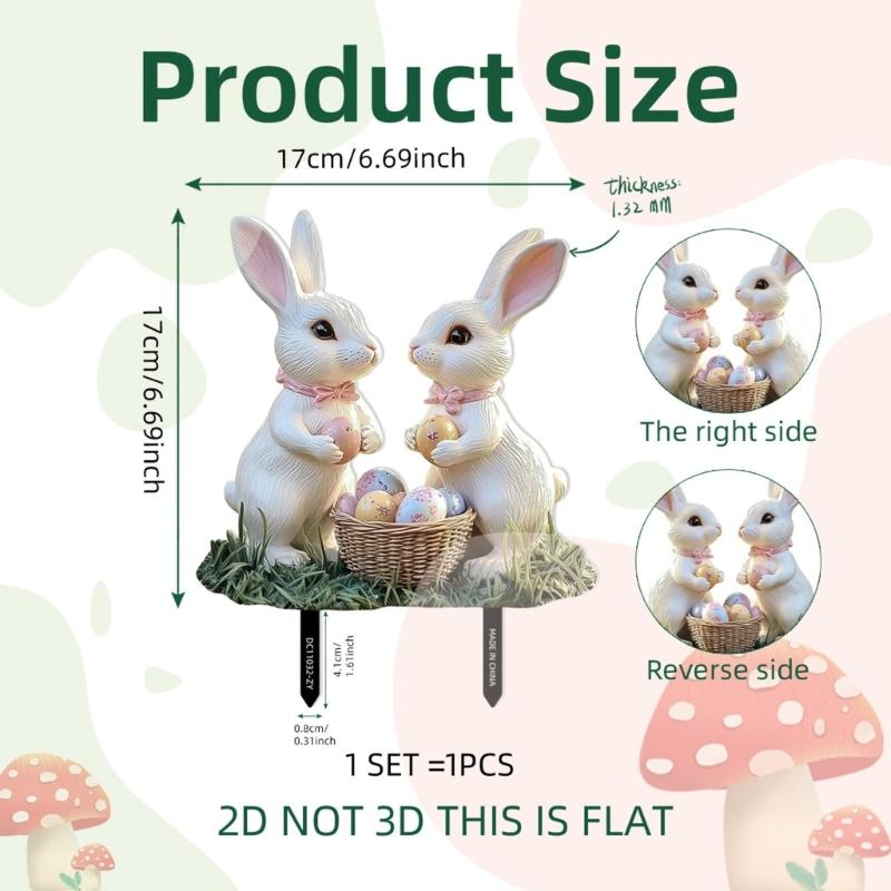 Easter Rabbit Garden Stake Acrylic Rabbit Sign Realistic Animal Figurine Suitable for Outdoor Decoration and Flower Beds