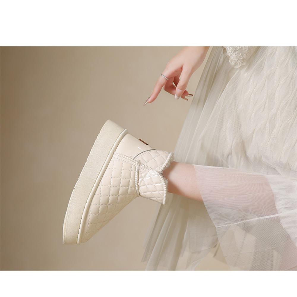 Winter Fleece Warm Diamond Patterned Snow Boots for Women