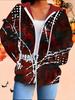 Cardigan à capuche imprimé 3D Halloween Grande taille Automne Hiver Rétro
