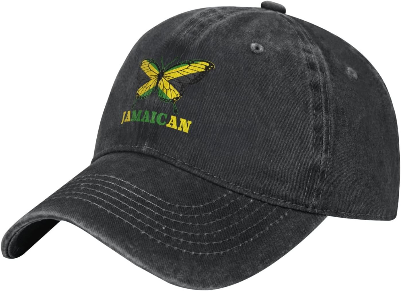 

Jamaican Flag Butterfly Baseball Cap Washed Cotton Adjustable Adult Outdoor Dad Hat One Size чорний