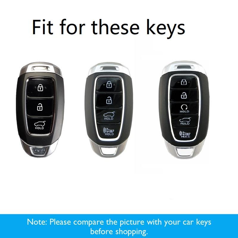 Carbon Fiber Car Key Case Cover For Hyundai I30 Ix35 Kona Encino Solaris Azera Grandeur Ig Accent Santa Fe Palisade 3/4/5 Button