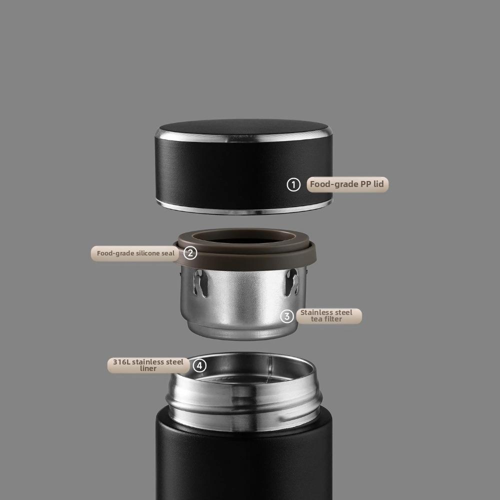 Portable Thermos Water Bottle with Tea Filter Tea Brewing Cup Fashionable Coffee Mug Travel