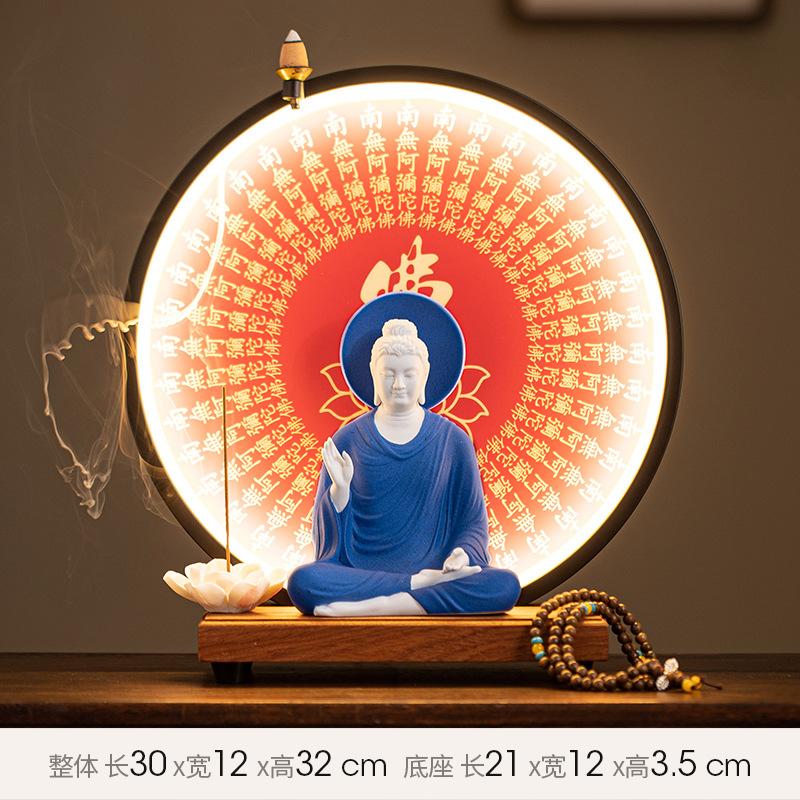 Buda Heykeli Tathagata Buda Figürü Sakyamuni Büyük Buda Heykeli Seramik Lamba Çemberi Tütsülük İçin Özelleştirilmiş Sundurma Ev Dekorasyonu