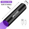 365nm Mini Torch UV Flashlight Blacklight USB Rechargeable UV Light Ultraviolet Flashlight for Pet Urine Detector Resin Curing