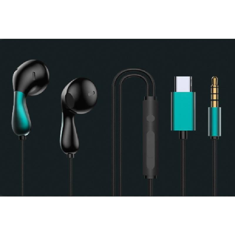 Typec Earphones Inear Gaming Wired Headset Microphone Red Green Esports Sound