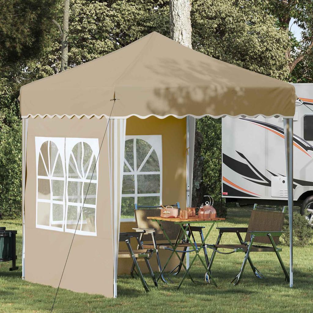 Pop Up Party Tent 195 X 195 X 245 Cm Cream Oxford Fabric