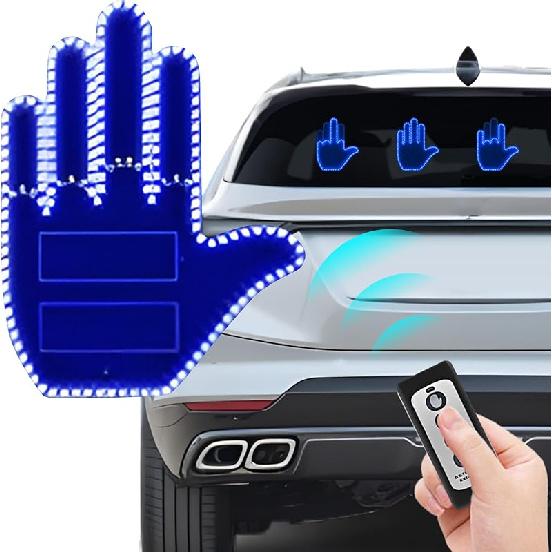 Middle Finger Car Light, Glogesture Hand Light For Car, Road Rage Led Sign, Light Up Road Mate Hand Led Glo Gesture For Cars Window With Remote,