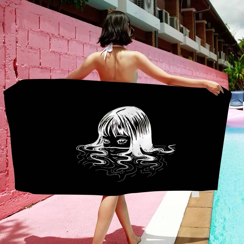 Japanese Junji Ito Tomie Microfiber Blanket Quick Drying Beach Towels Oversized Printing Super Absorbent Pool Towel Blanket