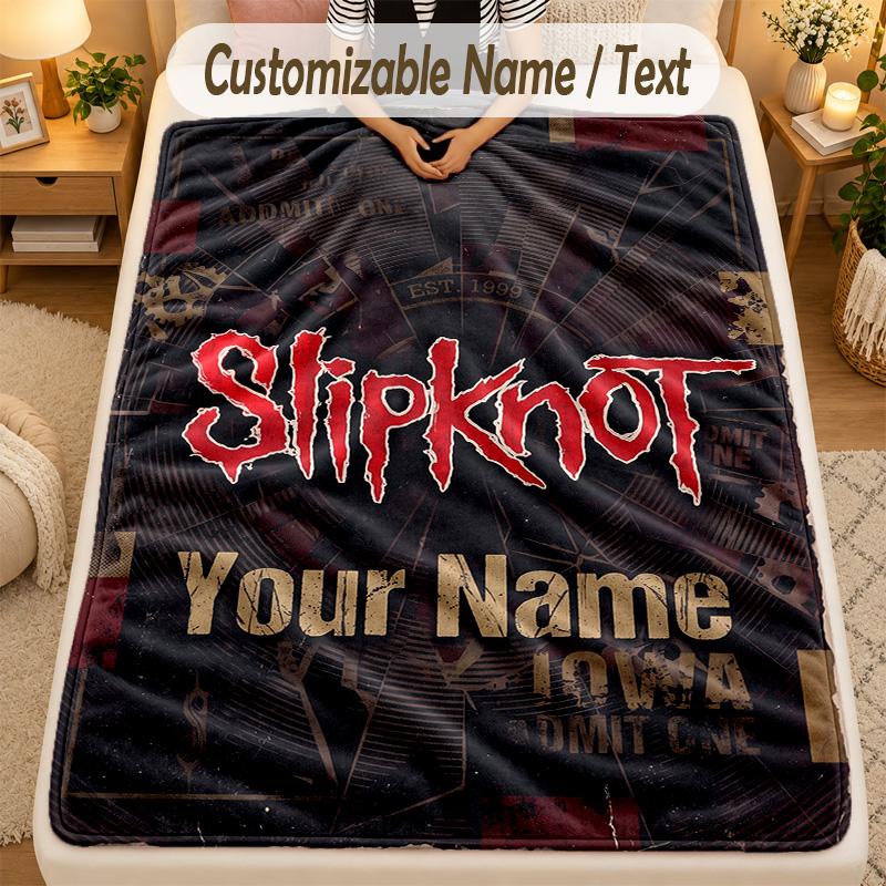 Flannel BlanketSlipknot Custom Name Text Personalized Soft Warm Throw Blanket Home Decor Gift