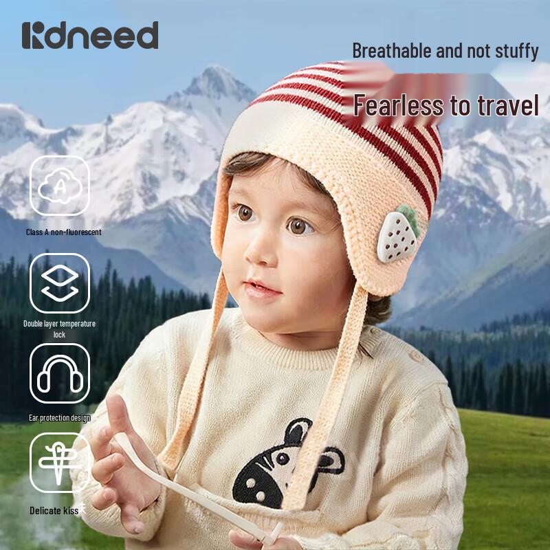 Kidsneed Baby Winter Ear Protection Knitted Beanie One Size