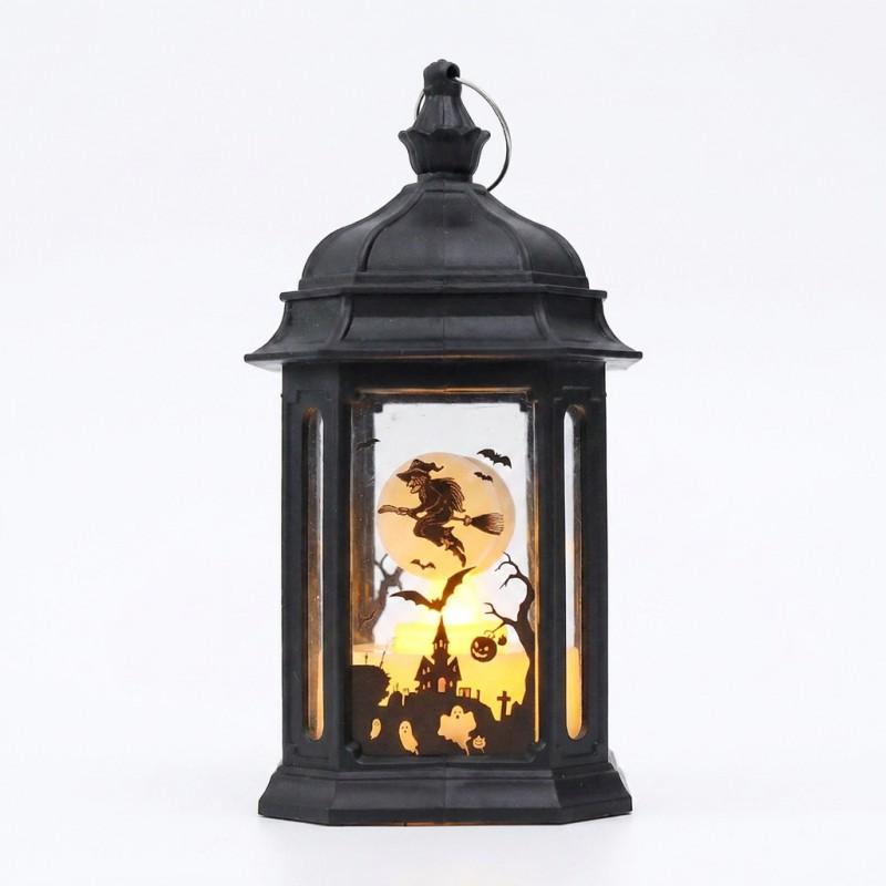 Halloween Decorative Lantern With LED Candle Light Black Pagoda Style Handheld Party Prop Festive Ambiance