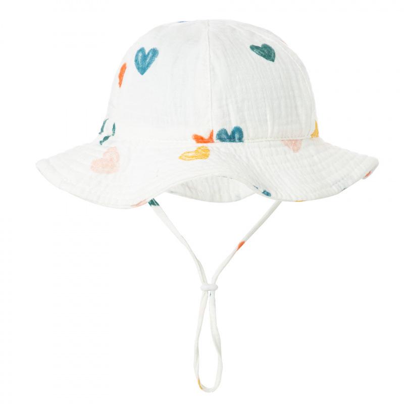 Cute Baby Cotton Bucket Hat - Printed Solid Color Sun Hat for 3-12M