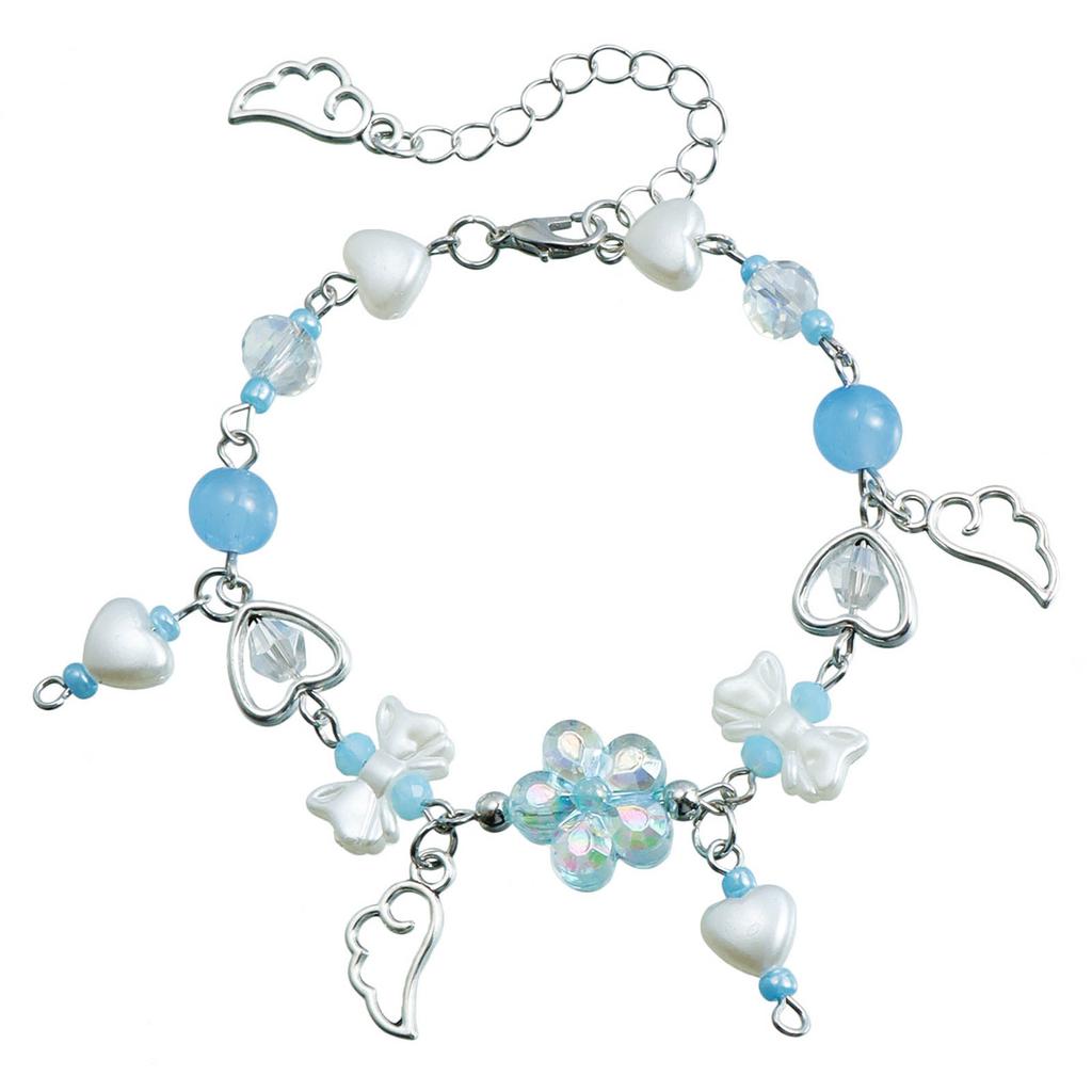 Acrylic Heart Bowknot Bracelets for Women Aesthetic Tassels Handchain Stylish Wristband Jewelry for Fashion Individuals
