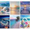 6 Pack Diamond Painting Kits, 5D Diamond Art Kits for Adults Full Drill Diamond Paintings Kit Crafts for Adults Kids Beginners, DIY Beach Diamond